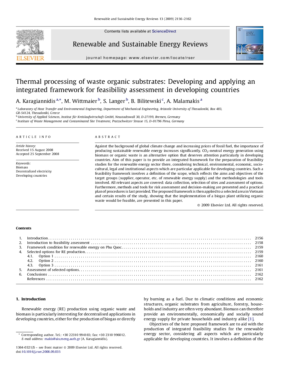 عکس صفحه اول مقاله: Thermal processing of waste organic substrates: Developing and applying an integrated framework for feasibility assessment in developing countries Thermal processing of waste organic substrates: Developing and applying an integrated framework for feasibility assessment in developing countries