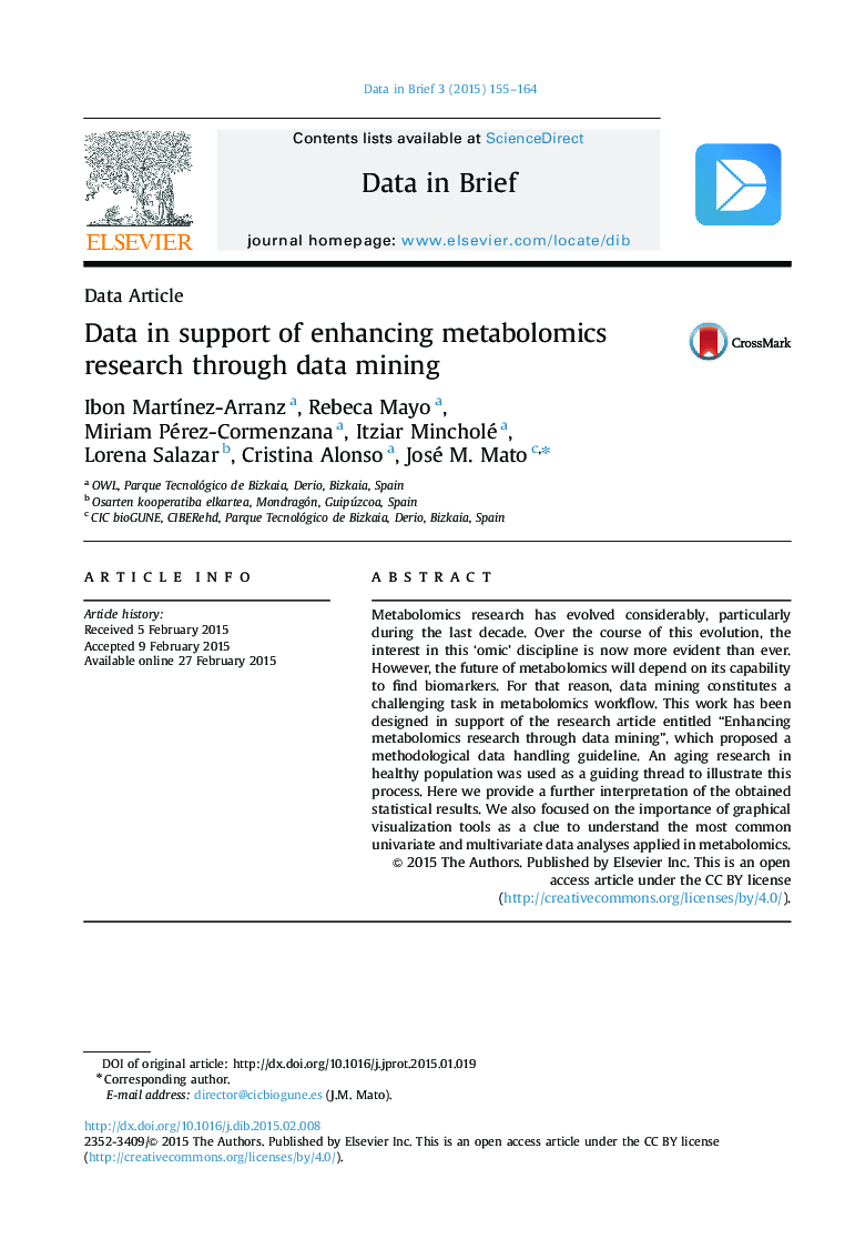 Data in support of enhancing metabolomics research through data mining