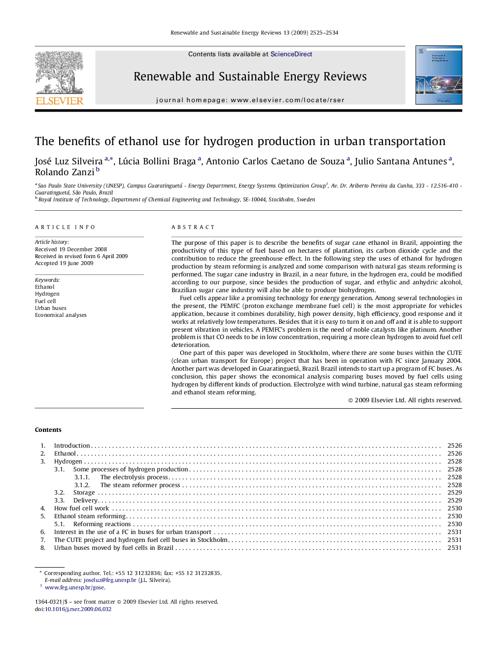 The benefits of ethanol use for hydrogen production in urban transportation