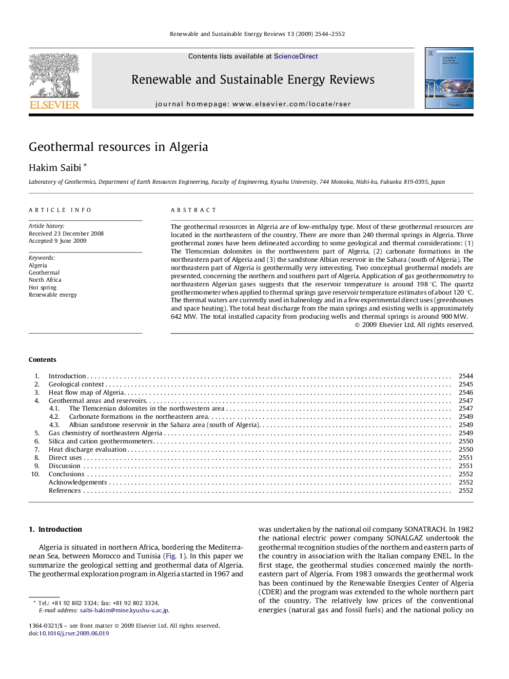 Geothermal resources in Algeria