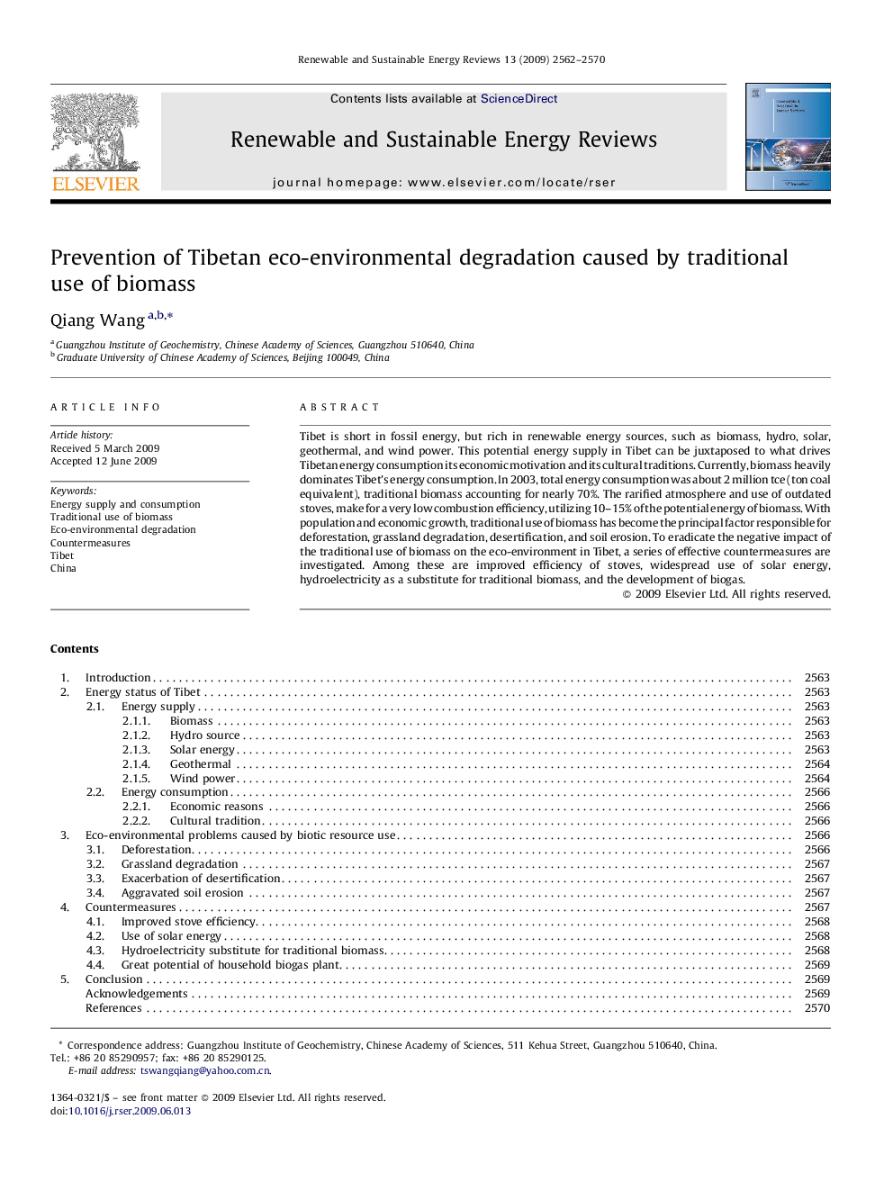 Prevention of Tibetan eco-environmental degradation caused by traditional use of biomass