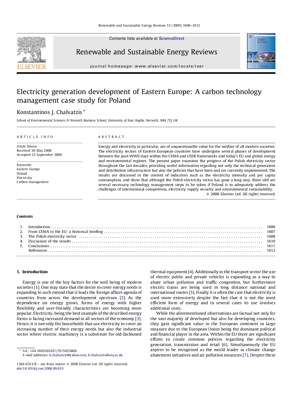 Electricity generation development of Eastern Europe: A carbon technology management case study for Poland