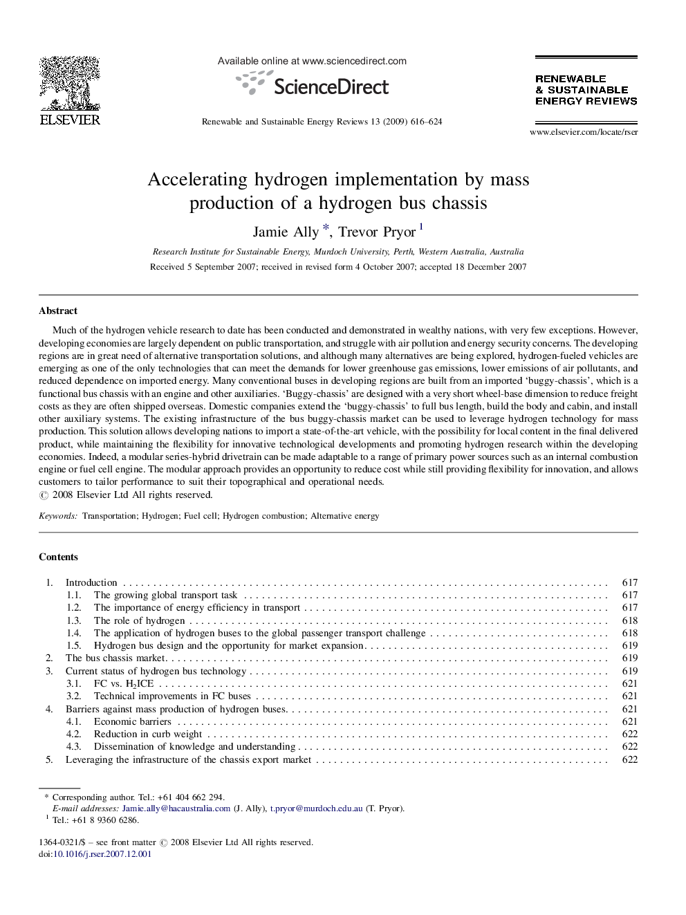 Accelerating hydrogen implementation by mass production of a hydrogen bus chassis