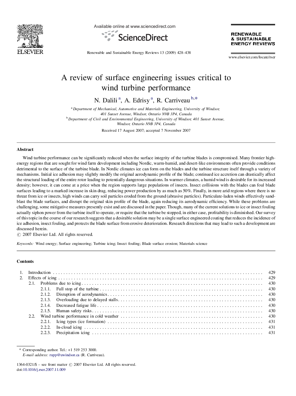 A review of surface engineering issues critical to wind turbine performance