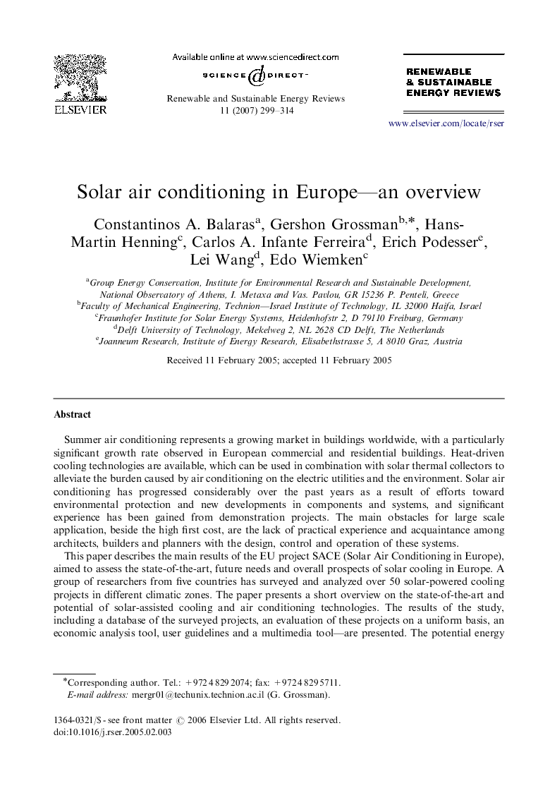 Solar air conditioning in Europe—an overview