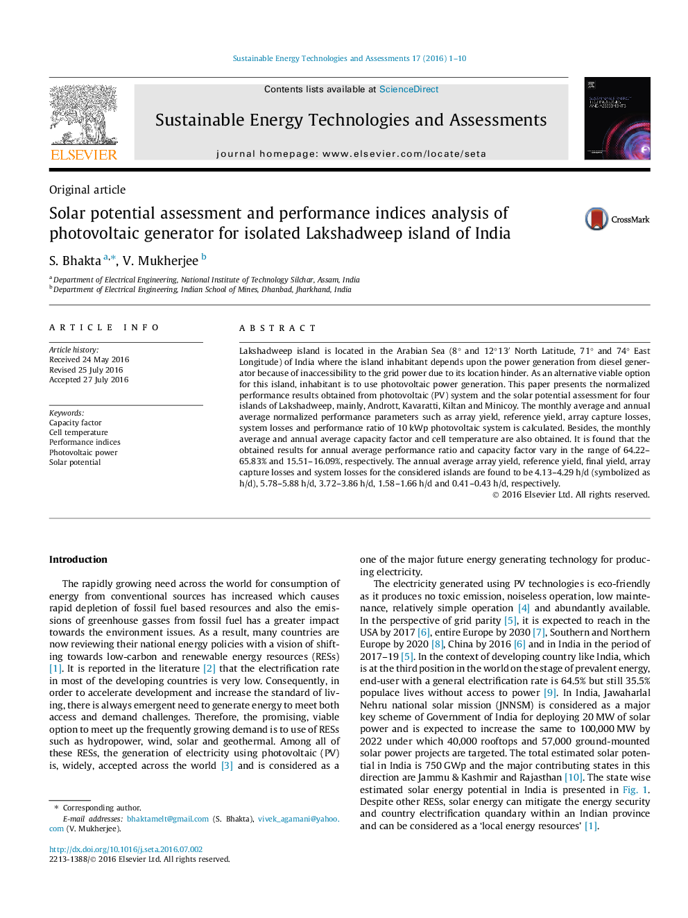 Solar potential assessment and performance indices analysis of photovoltaic generator for isolated Lakshadweep island of India