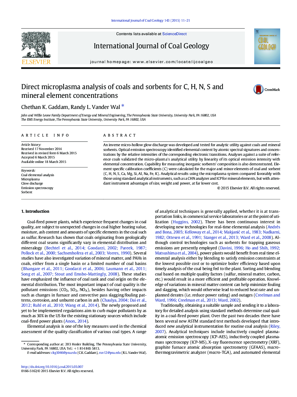 Direct microplasma analysis of coals and sorbents for C, H, N, S and mineral element concentrations