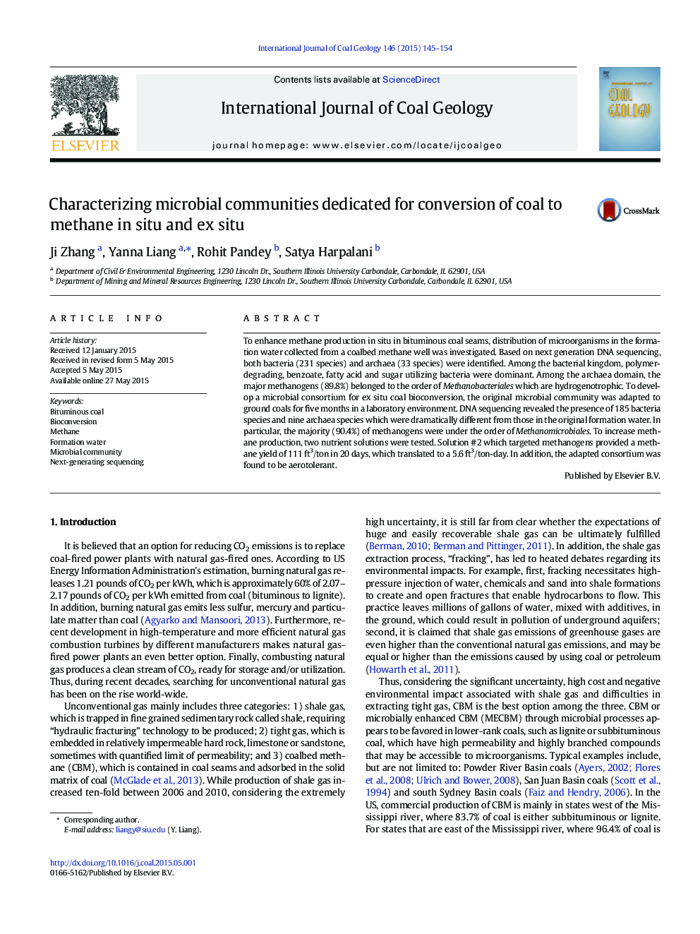 Characterizing microbial communities dedicated for conversion of coal to methane in situ and ex situ