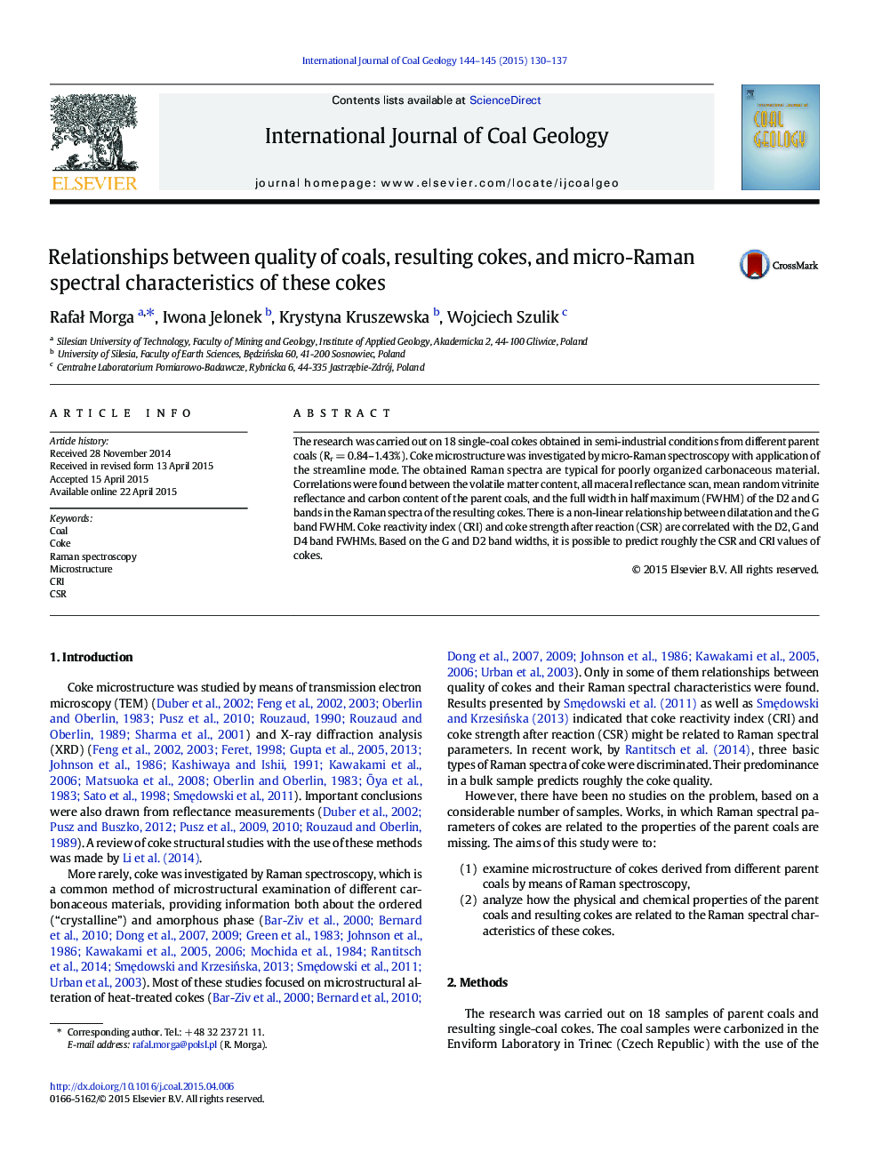 Relationships between quality of coals, resulting cokes, and micro-Raman spectral characteristics of these cokes