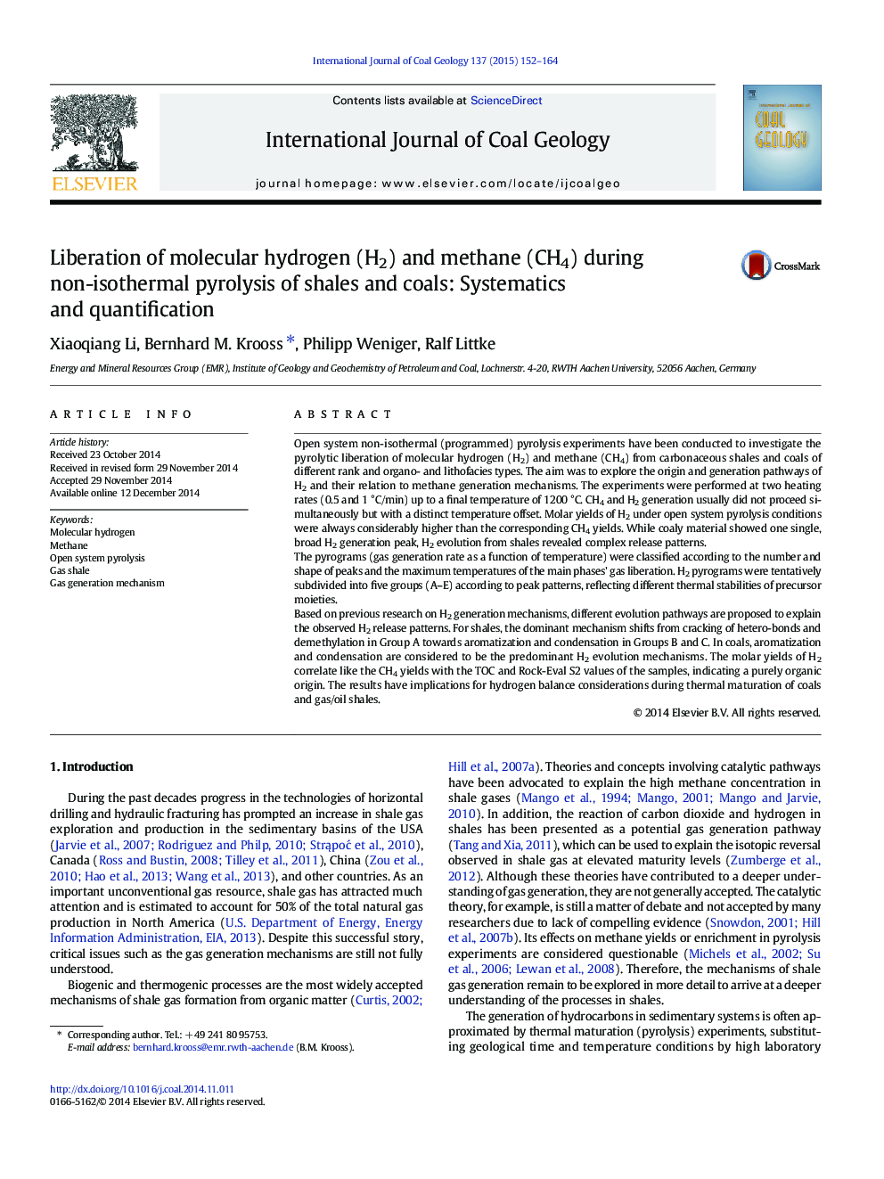 Liberation of molecular hydrogen (H2) and methane (CH4) during non-isothermal pyrolysis of shales and coals: Systematics and quantification