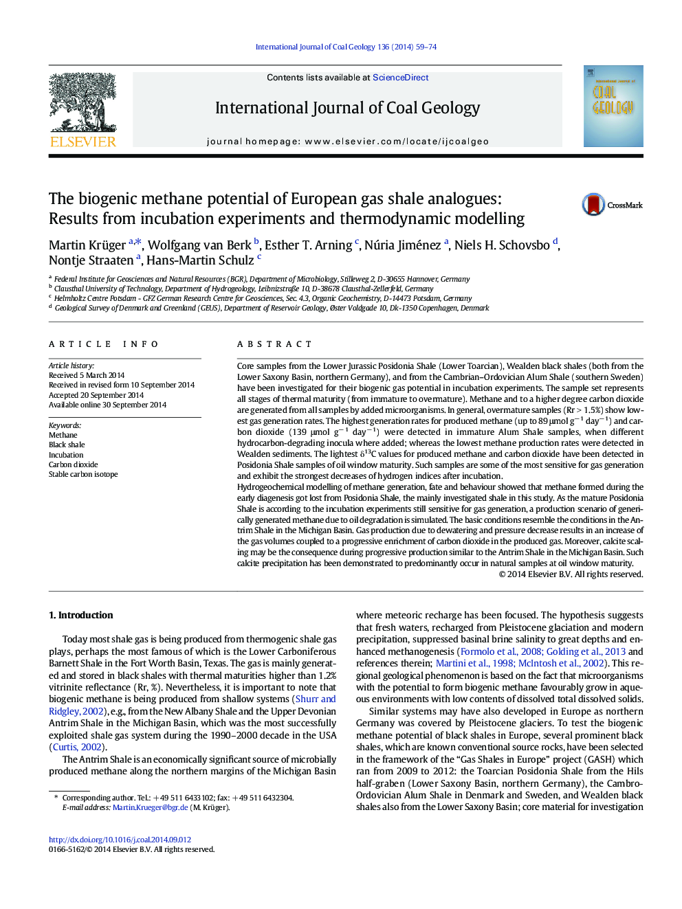 The biogenic methane potential of European gas shale analogues: Results from incubation experiments and thermodynamic modelling