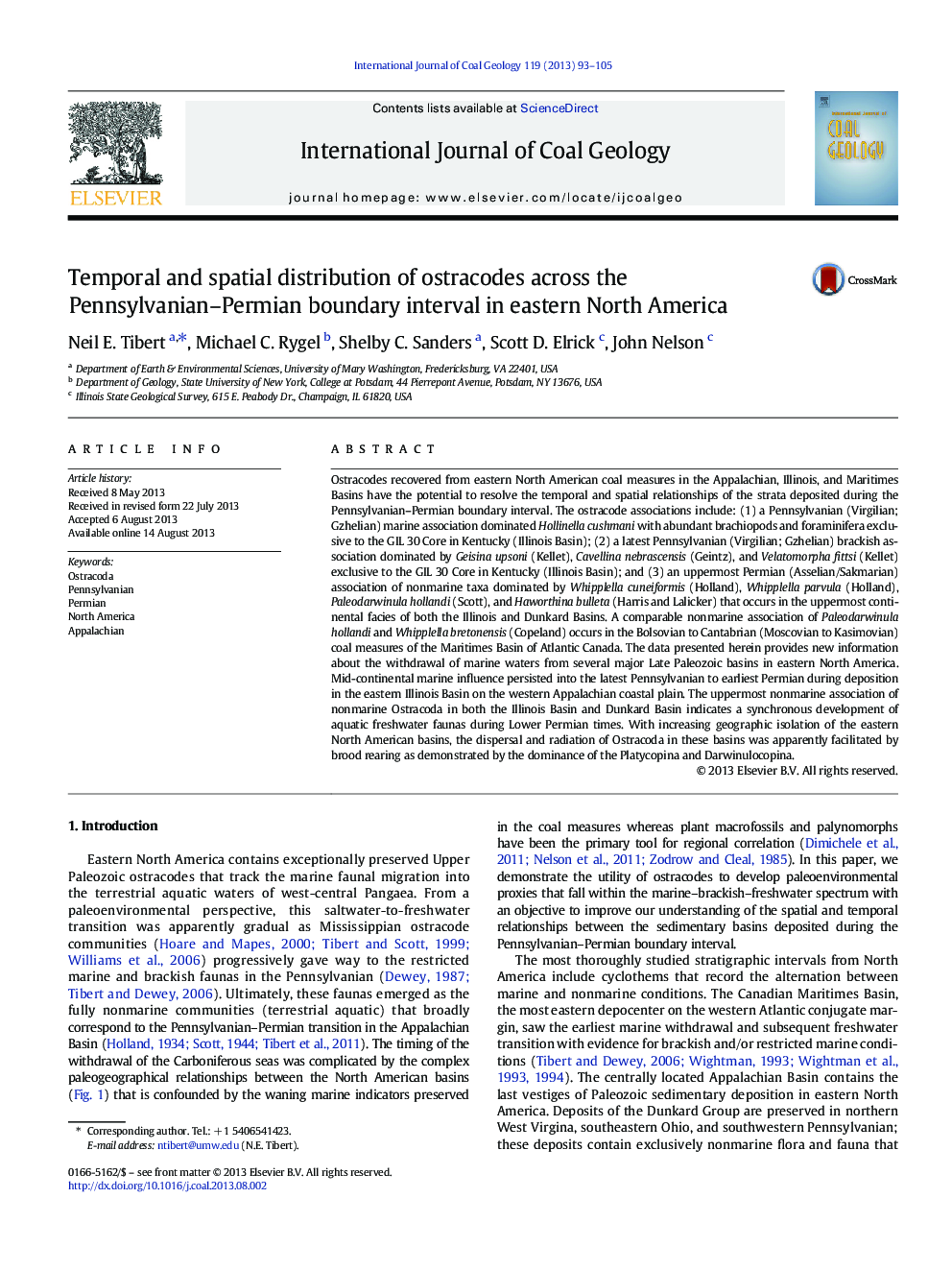 Temporal and spatial distribution of ostracodes across the Pennsylvanian–Permian boundary interval in eastern North America