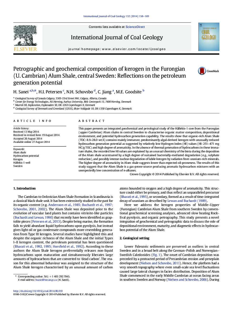 Petrographic and geochemical composition of kerogen in the Furongian (U. Cambrian) Alum Shale, central Sweden: Reflections on the petroleum generation potential