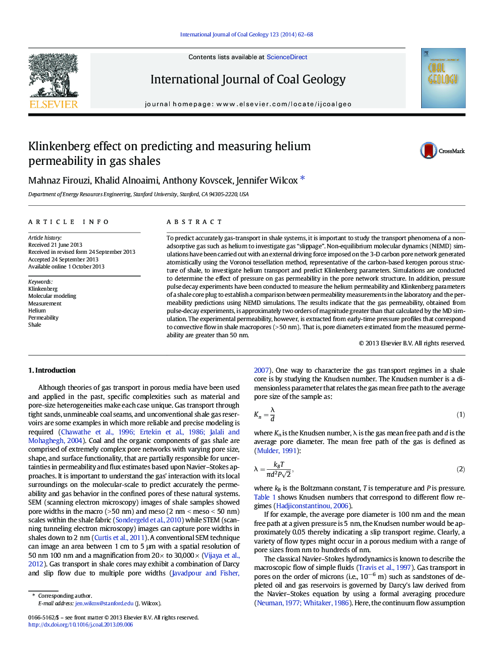 Klinkenberg effect on predicting and measuring helium permeability in gas shales