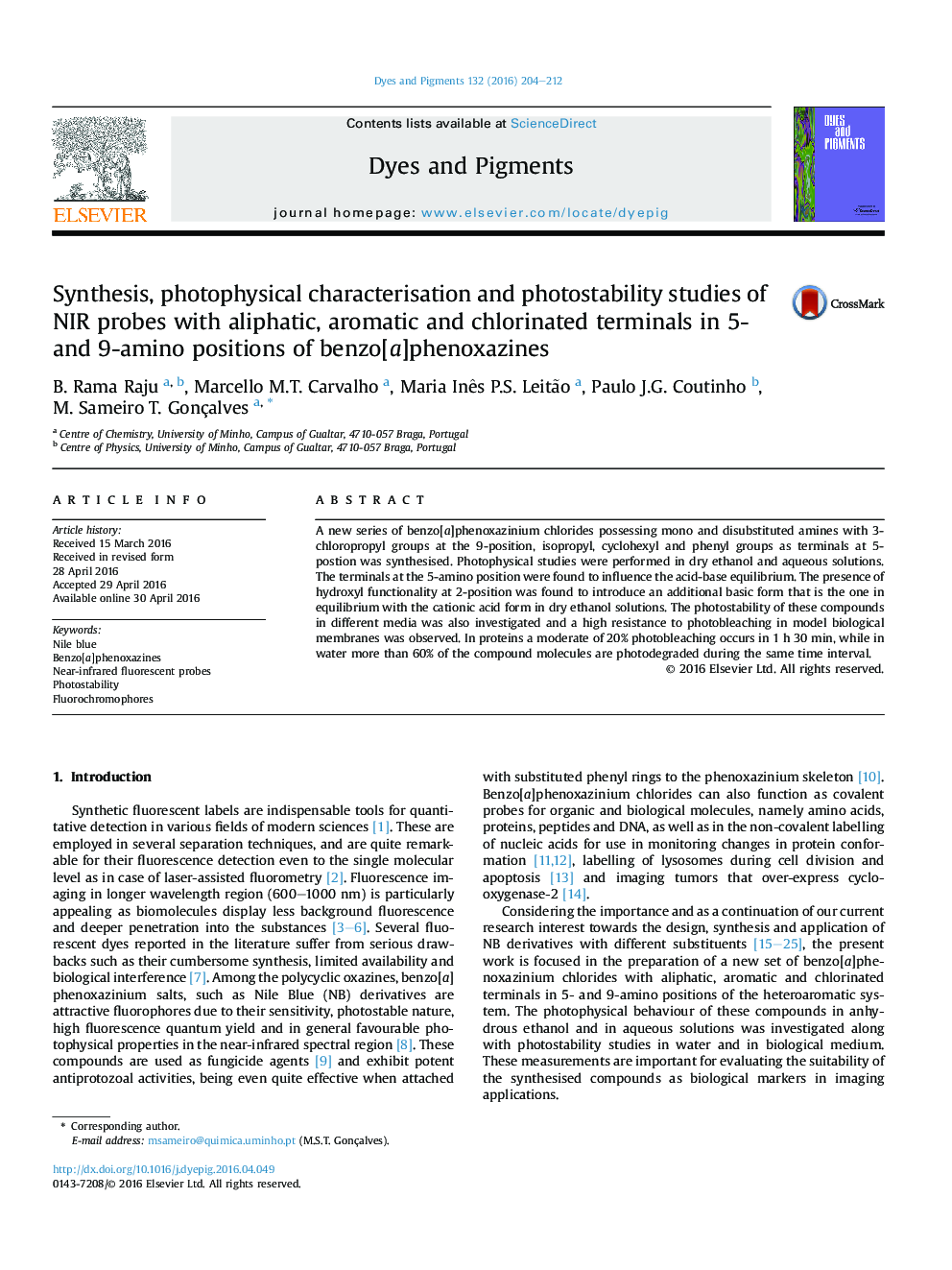 Synthesis, photophysical characterisation and photostability studies of NIR probes with aliphatic, aromatic and chlorinated terminals in 5- and 9-amino positions of benzo[a]phenoxazines