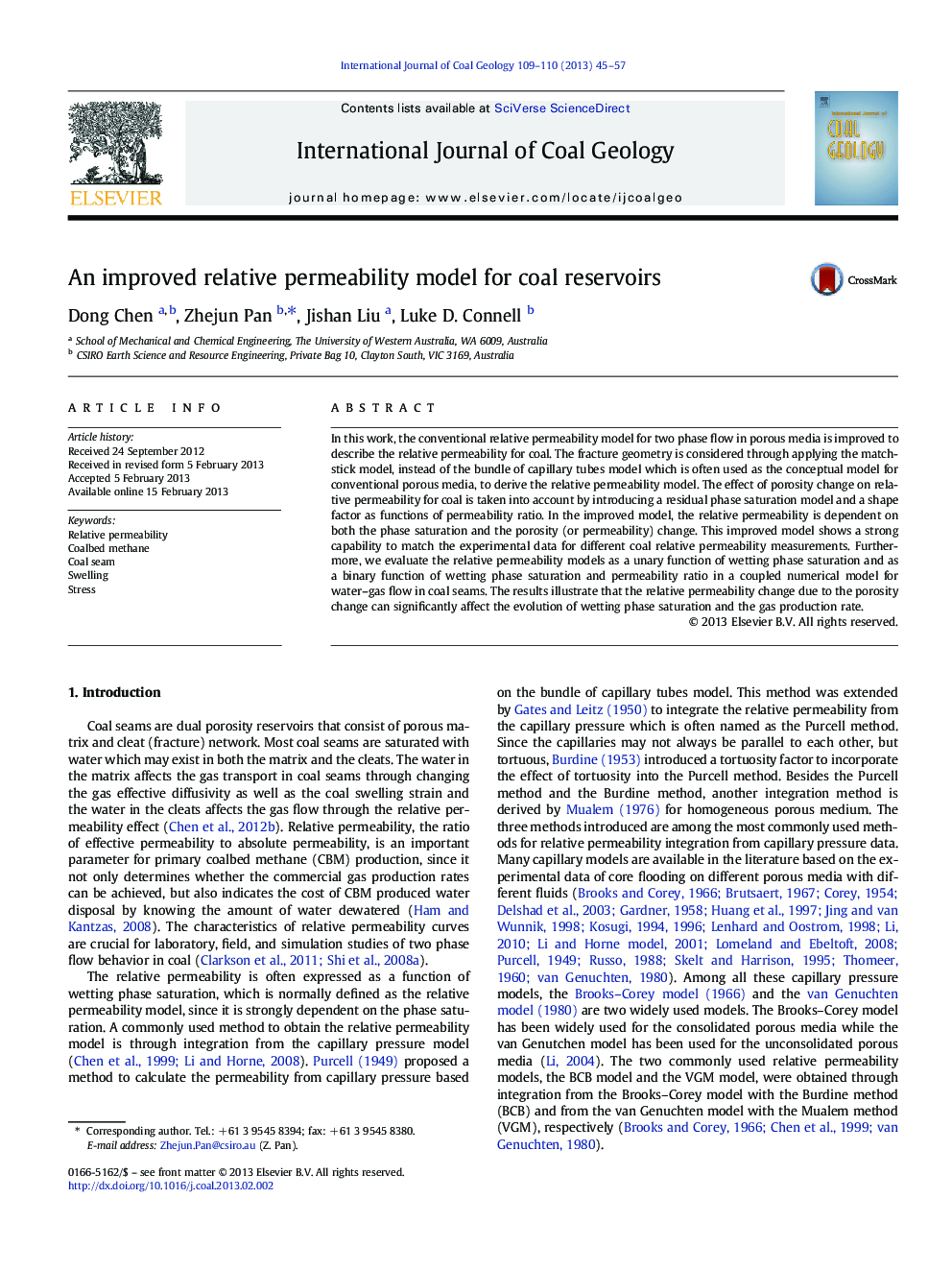 An improved relative permeability model for coal reservoirs