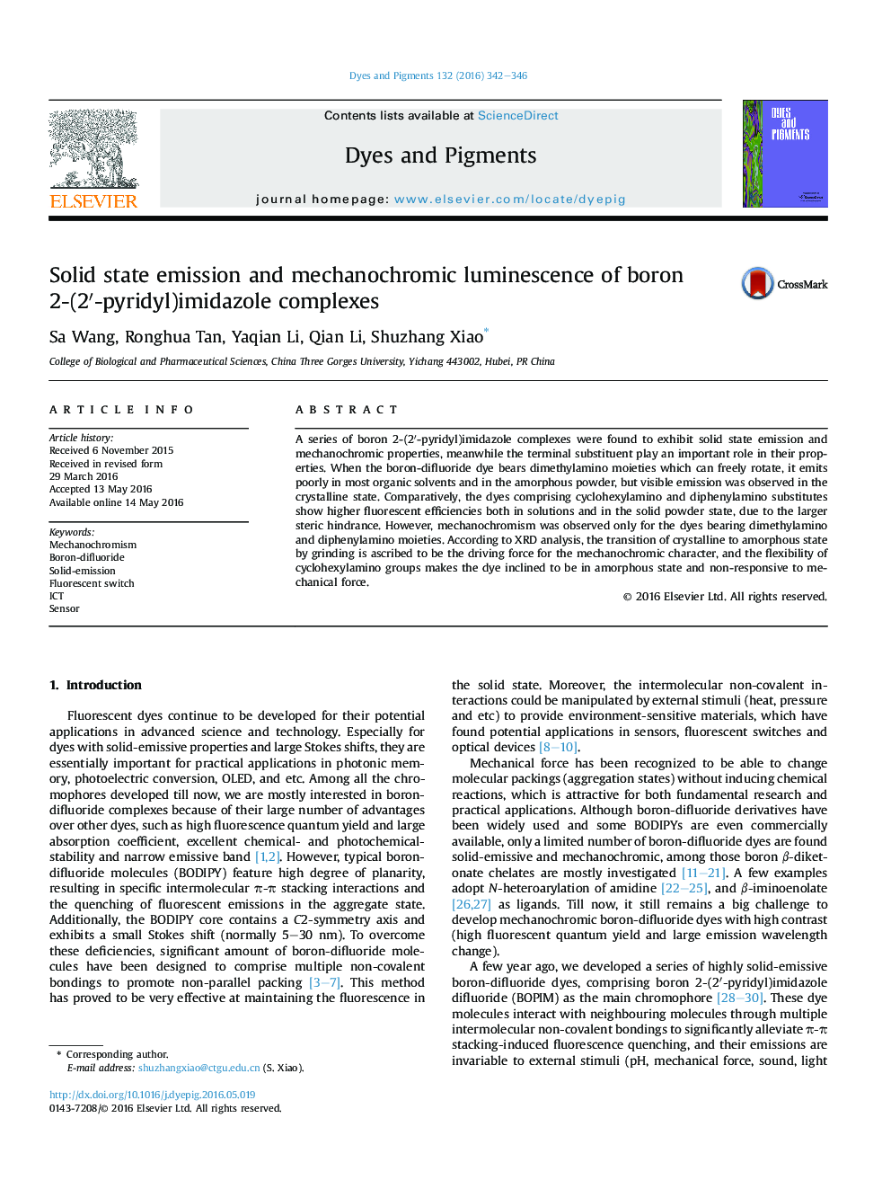 Solid state emission and mechanochromic luminescence of boron 2-(2′-pyridyl)imidazole complexes