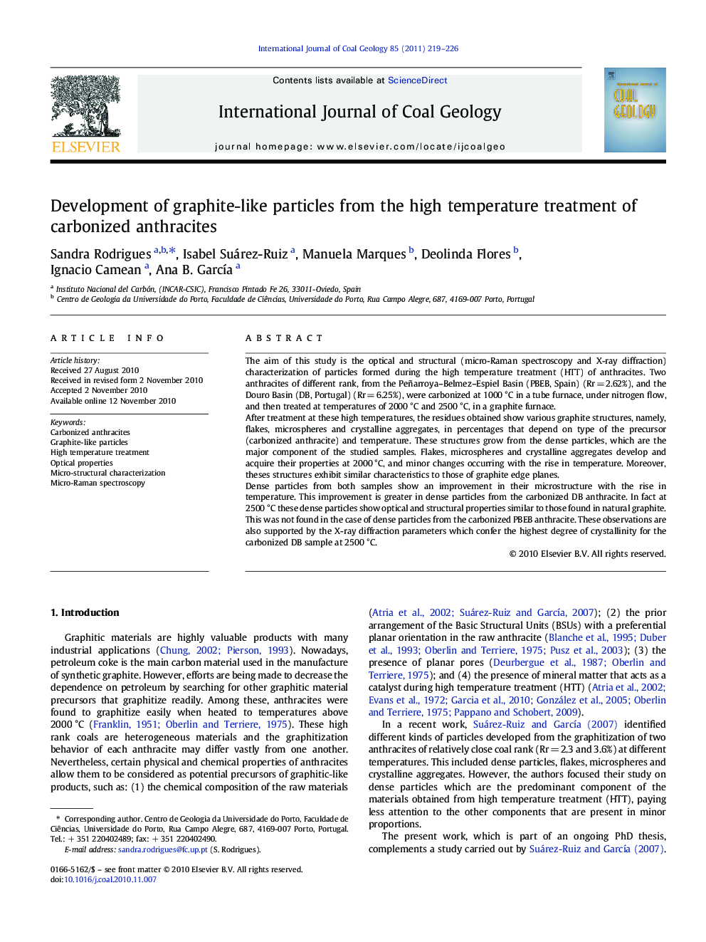 Development of graphite-like particles from the high temperature treatment of carbonized anthracites