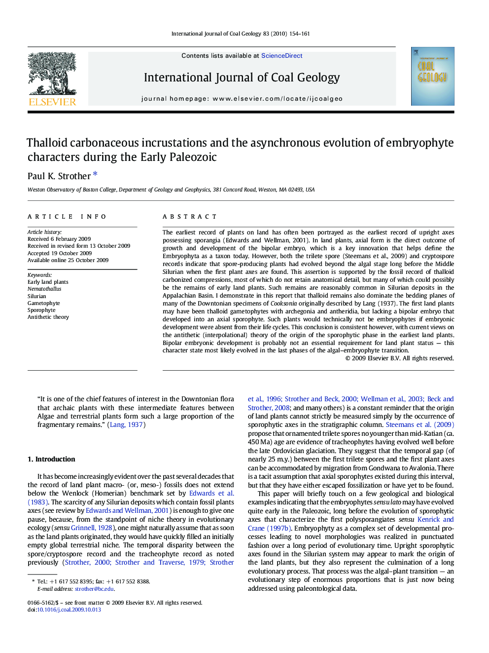 Thalloid carbonaceous incrustations and the asynchronous evolution of embryophyte characters during the Early Paleozoic