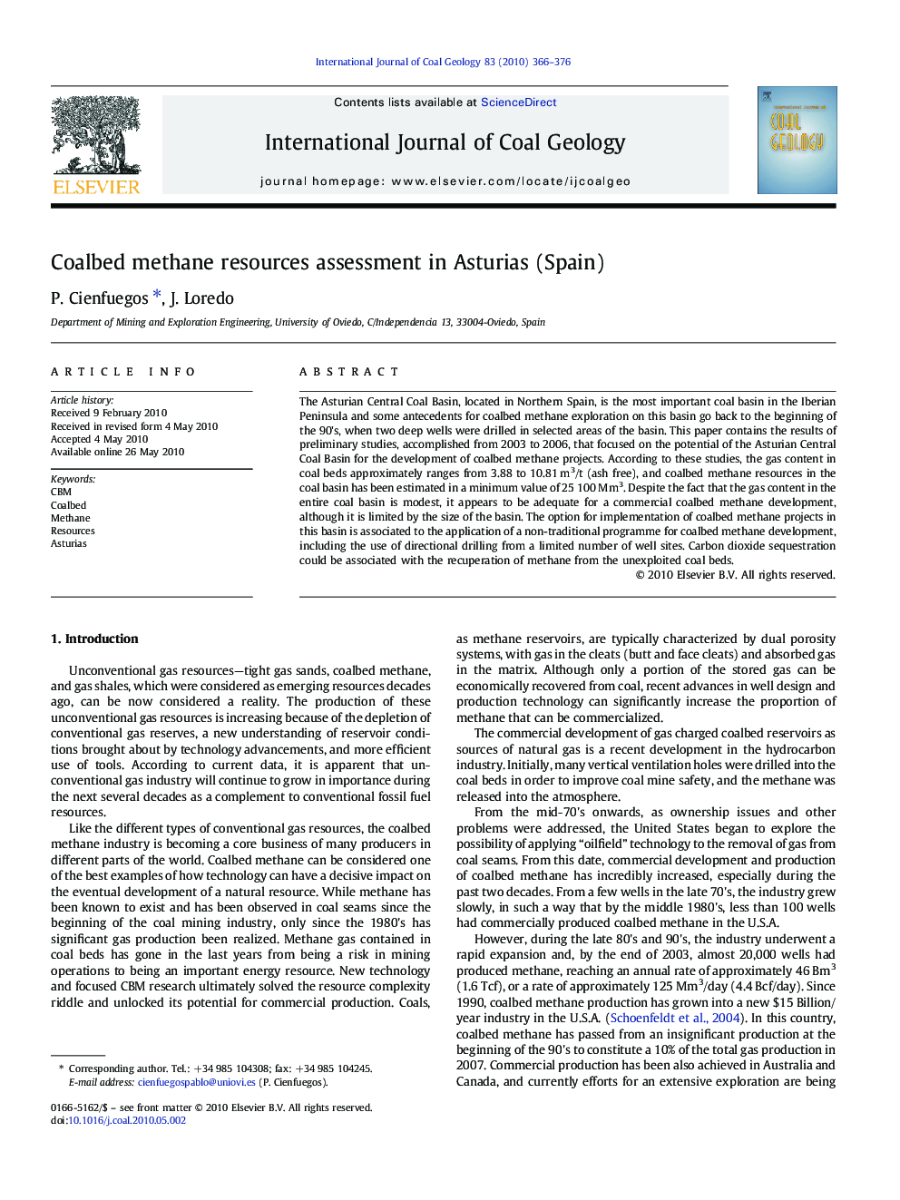 Coalbed methane resources assessment in Asturias (Spain)