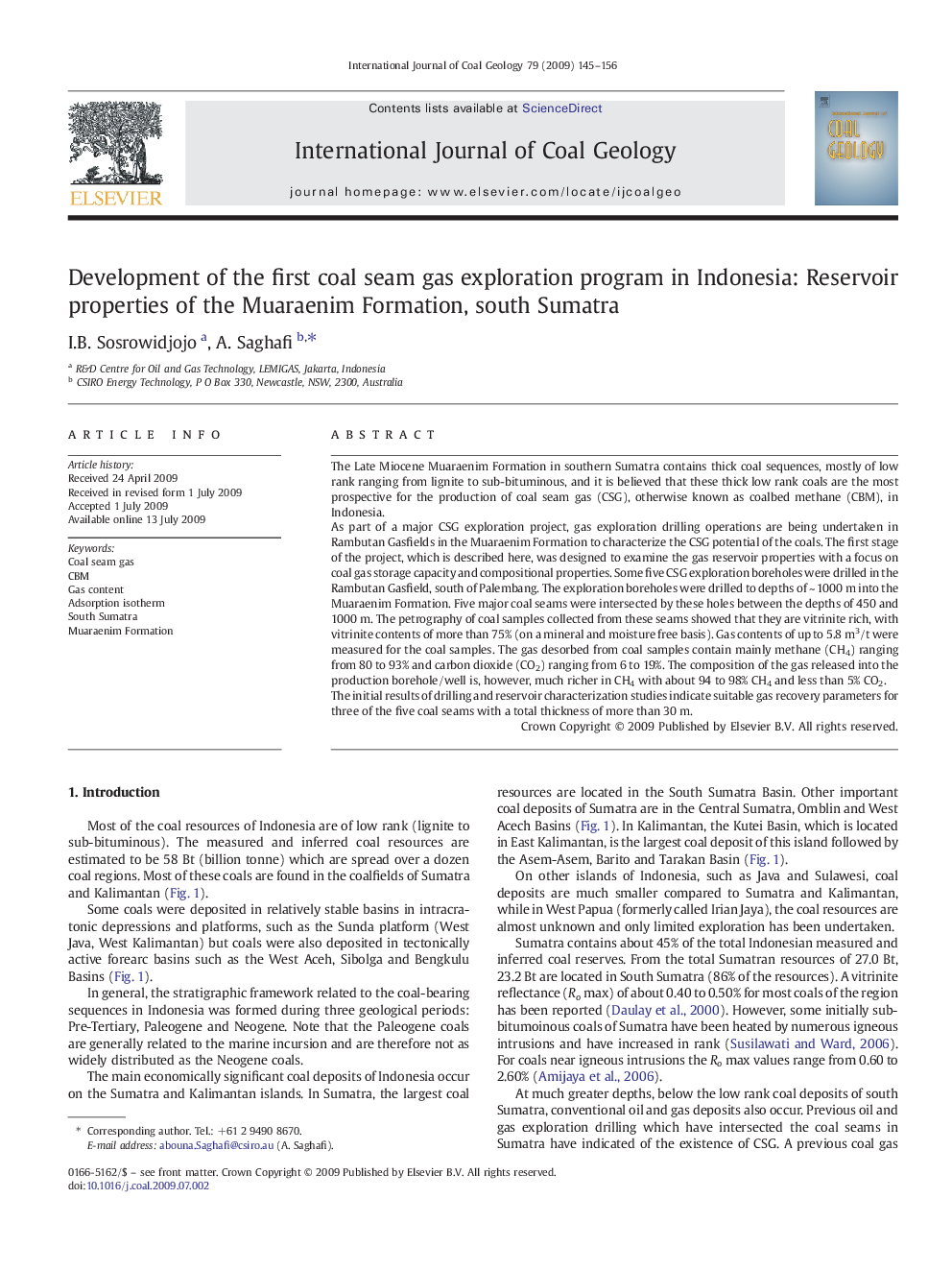 Development of the first coal seam gas exploration program in Indonesia: Reservoir properties of the Muaraenim Formation, south Sumatra