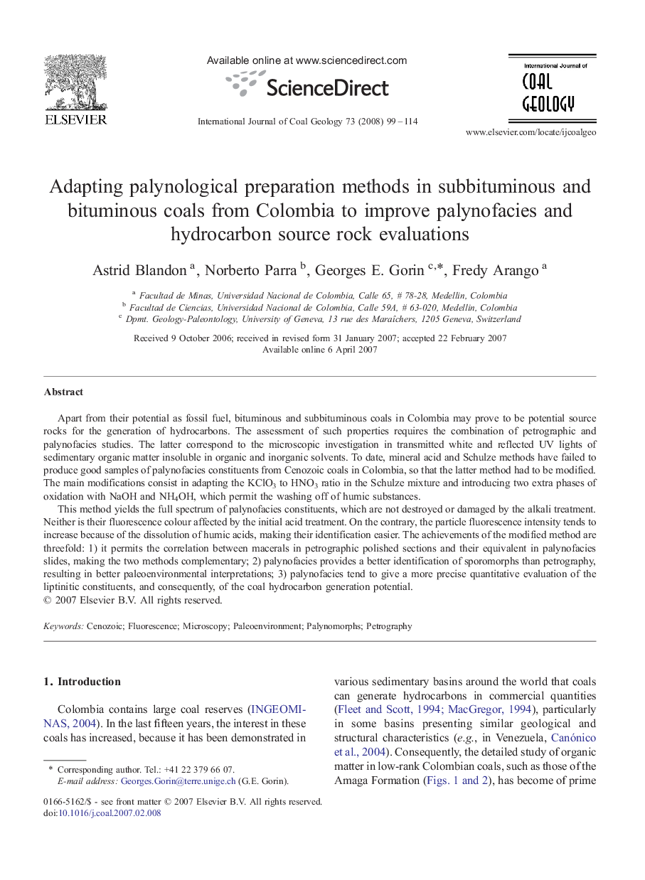 Adapting palynological preparation methods in subbituminous and bituminous coals from Colombia to improve palynofacies and hydrocarbon source rock evaluations