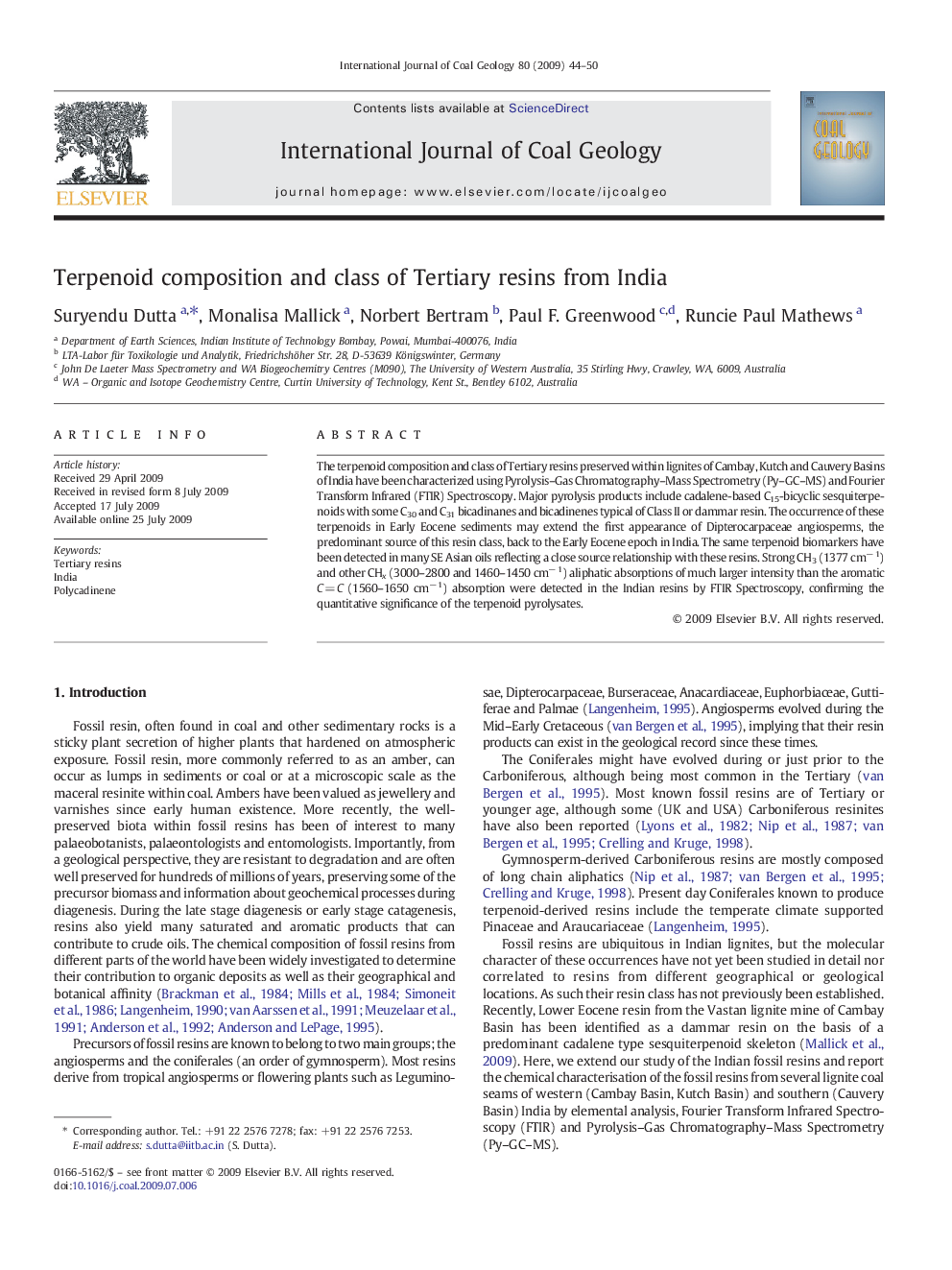 Terpenoid composition and class of Tertiary resins from India