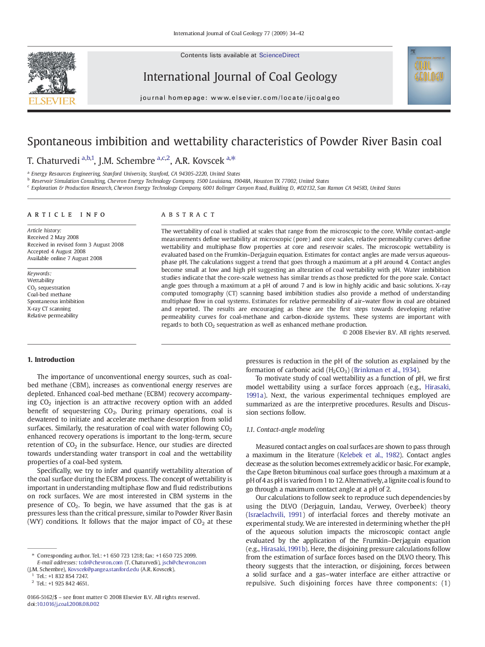 Spontaneous imbibition and wettability characteristics of Powder River Basin coal