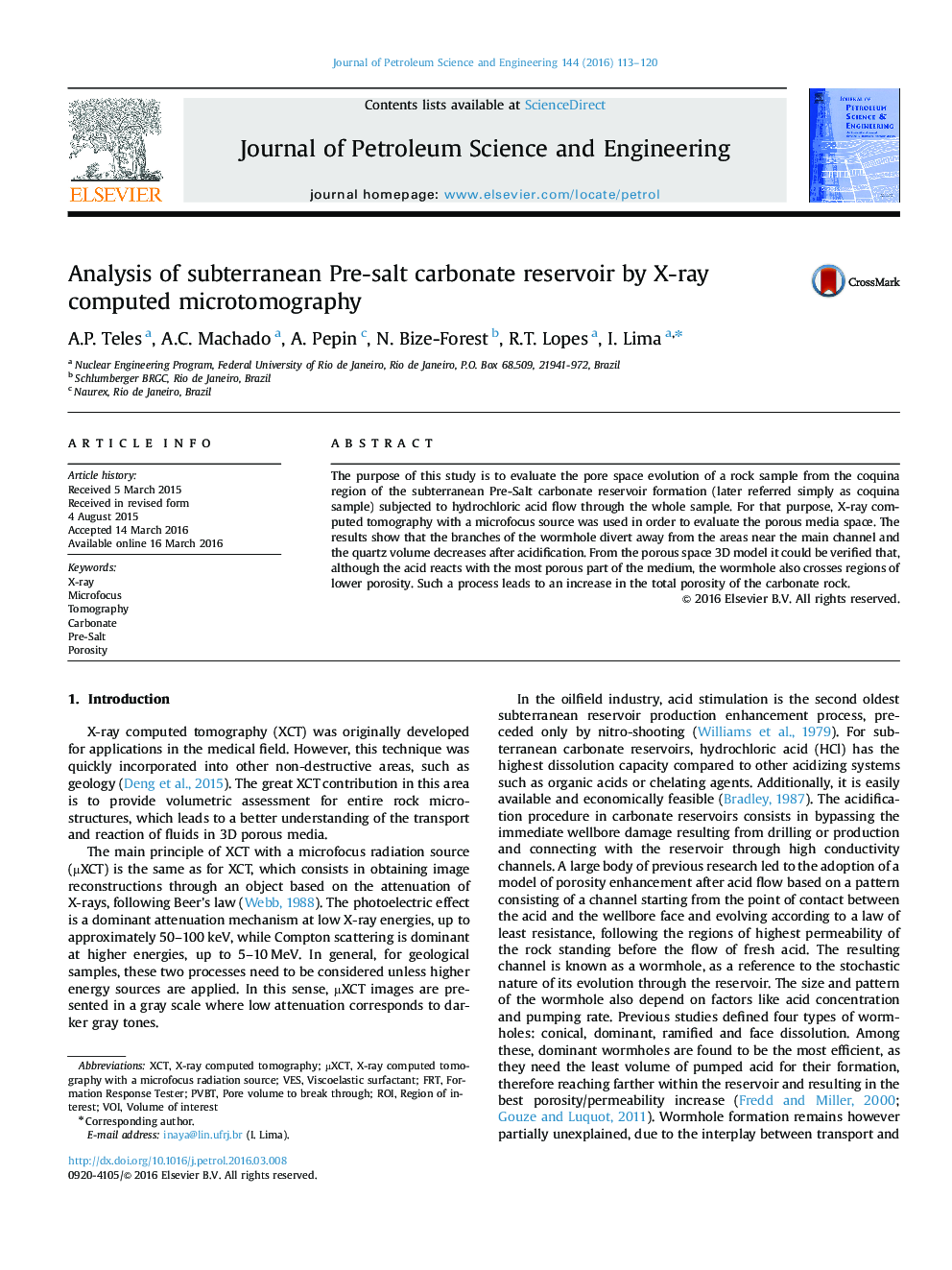 Analysis of subterranean Pre-salt carbonate reservoir by X-ray computed microtomography