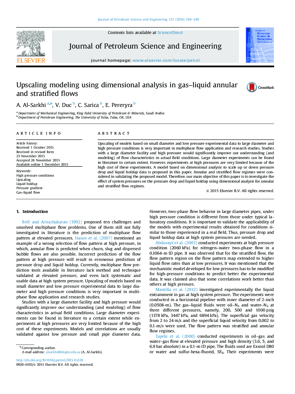 Upscaling modeling using dimensional analysis in gas–liquid annular and stratified flows