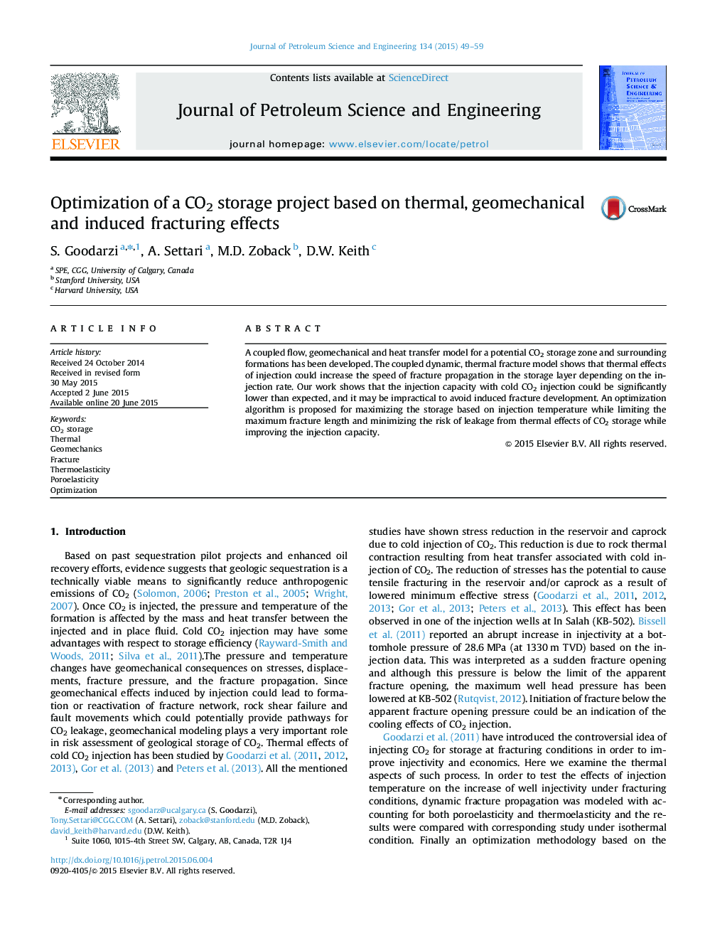 Optimization of a CO2 storage project based on thermal, geomechanical and induced fracturing effects