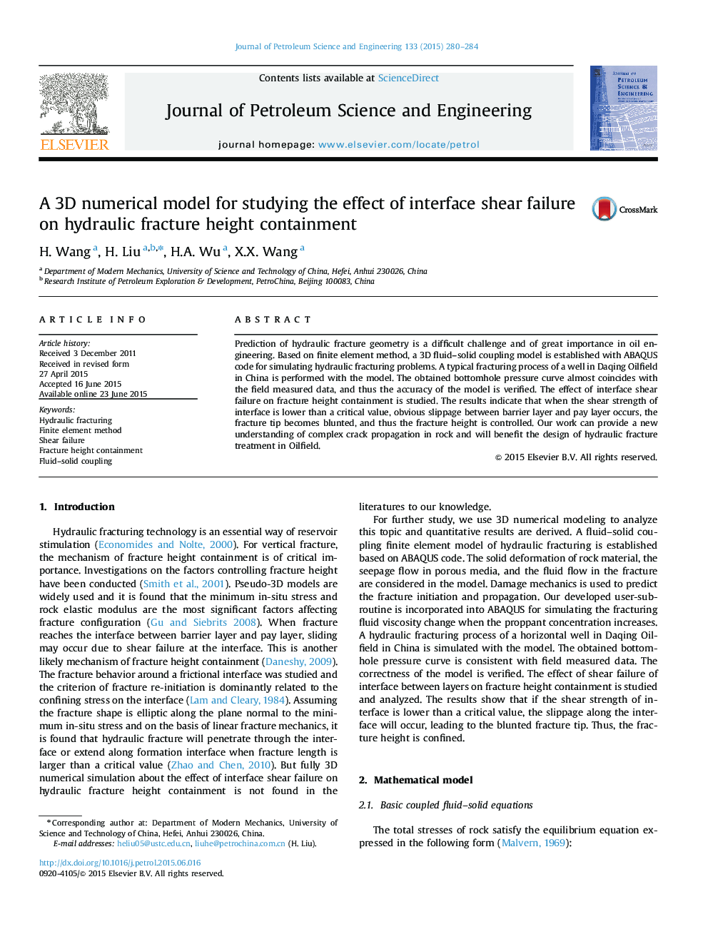 A 3D numerical model for studying the effect of interface shear failure on hydraulic fracture height containment