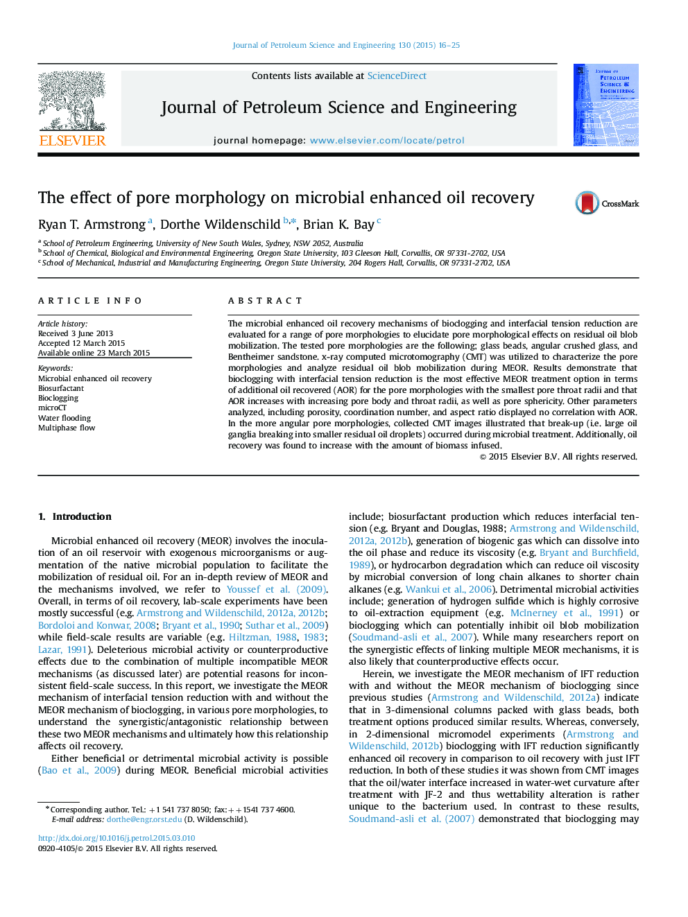 The effect of pore morphology on microbial enhanced oil recovery