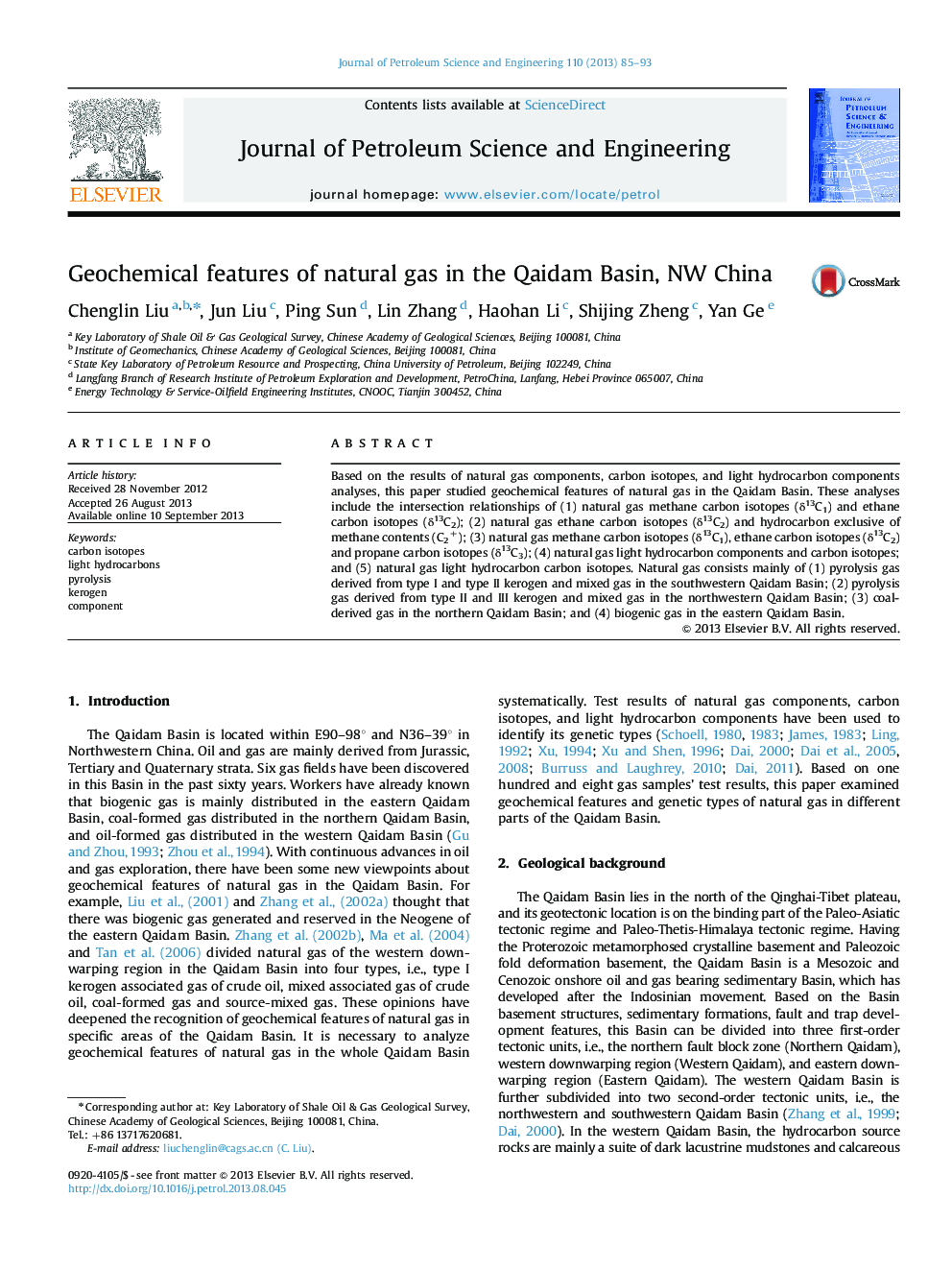 Geochemical features of natural gas in the Qaidam Basin, NW China