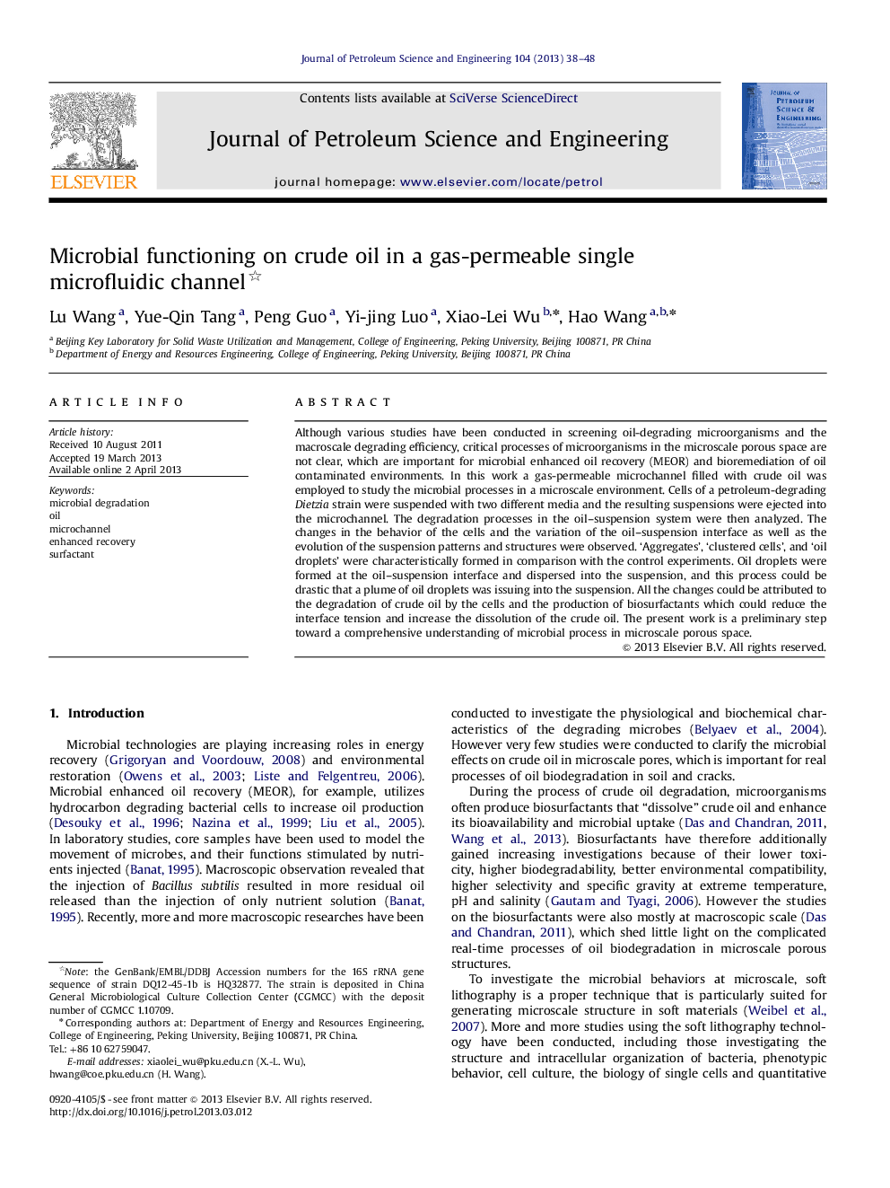 Microbial functioning on crude oil in a gas-permeable single microfluidic channel