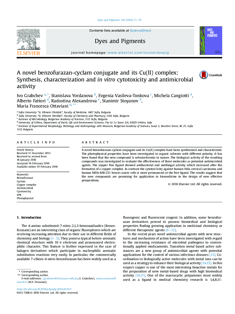 A novel benzofurazan-cyclam conjugate and its Cu(II) complex: Synthesis, characterization and in vitro cytotoxicity and antimicrobial activity