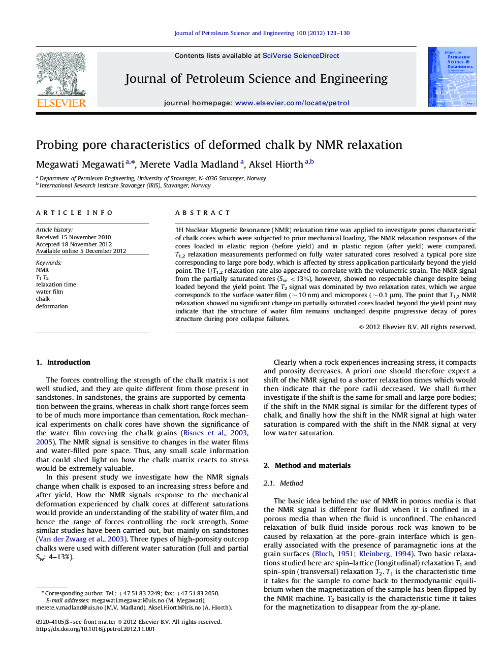 Probing pore characteristics of deformed chalk by NMR relaxation