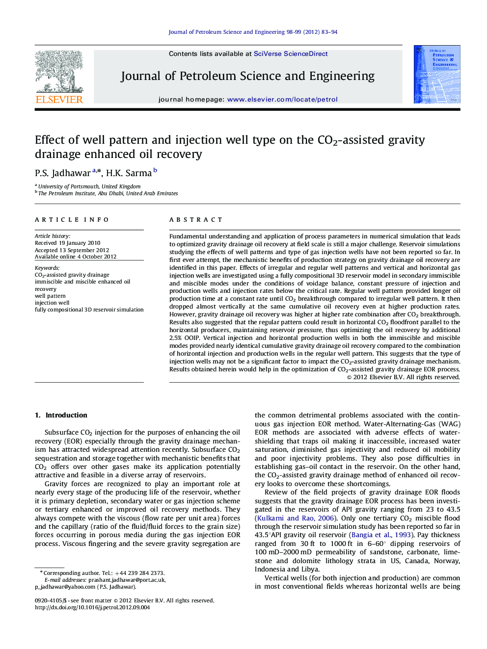 Effect of well pattern and injection well type on the CO2-assisted gravity drainage enhanced oil recovery