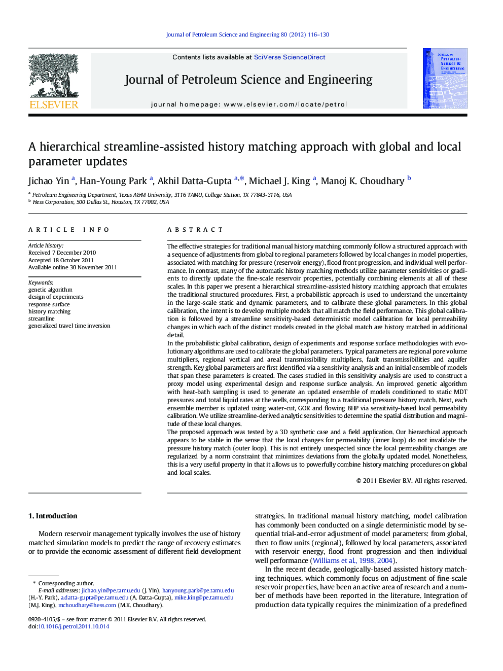 A hierarchical streamline-assisted history matching approach with global and local parameter updates