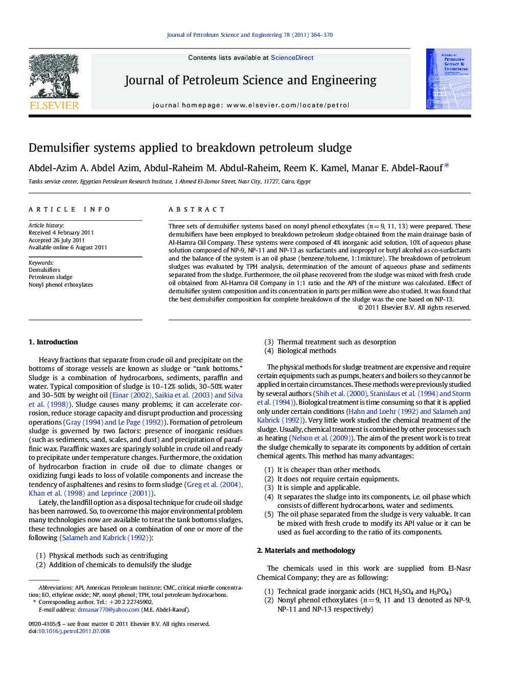 Demulsifier systems applied to breakdown petroleum sludge