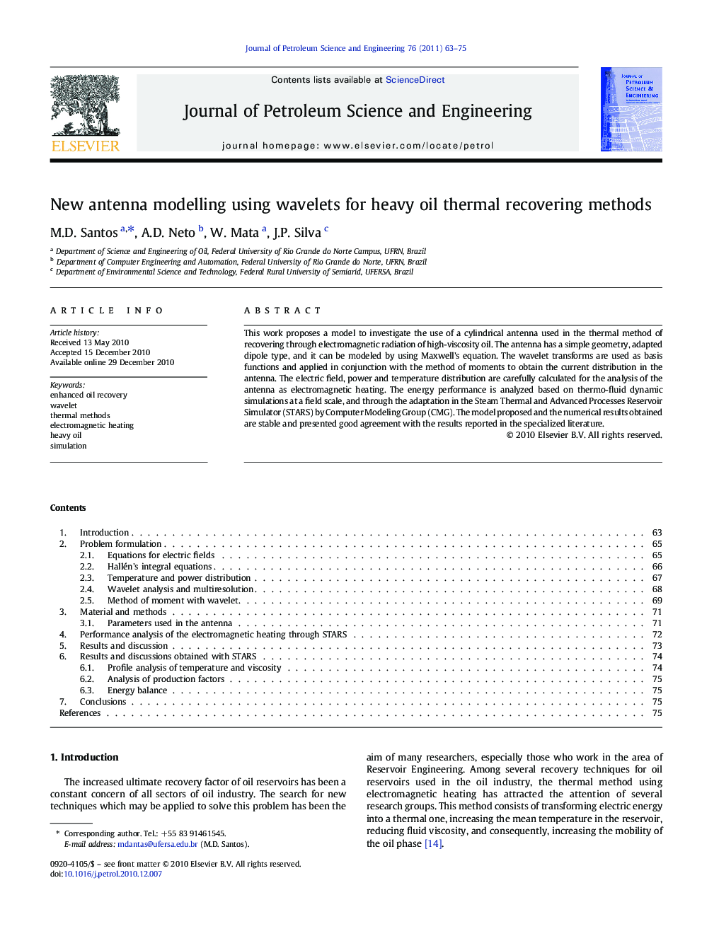 New antenna modelling using wavelets for heavy oil thermal recovering methods