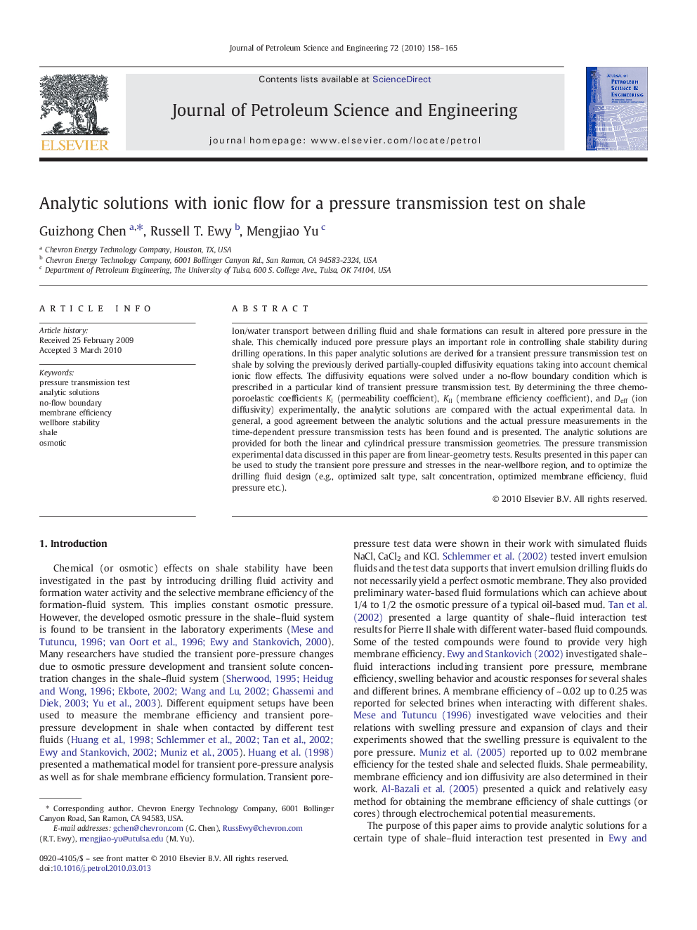 Analytic solutions with ionic flow for a pressure transmission test on shale