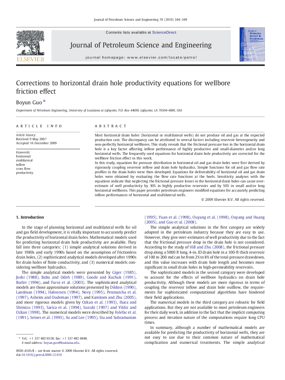 Corrections to horizontal drain hole productivity equations for wellbore friction effect