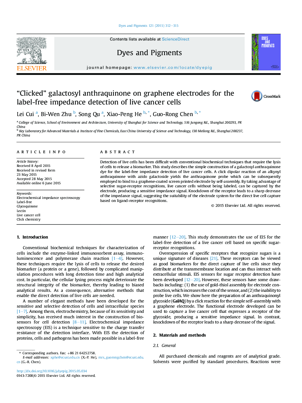 “Clicked” galactosyl anthraquinone on graphene electrodes for the label-free impedance detection of live cancer cells