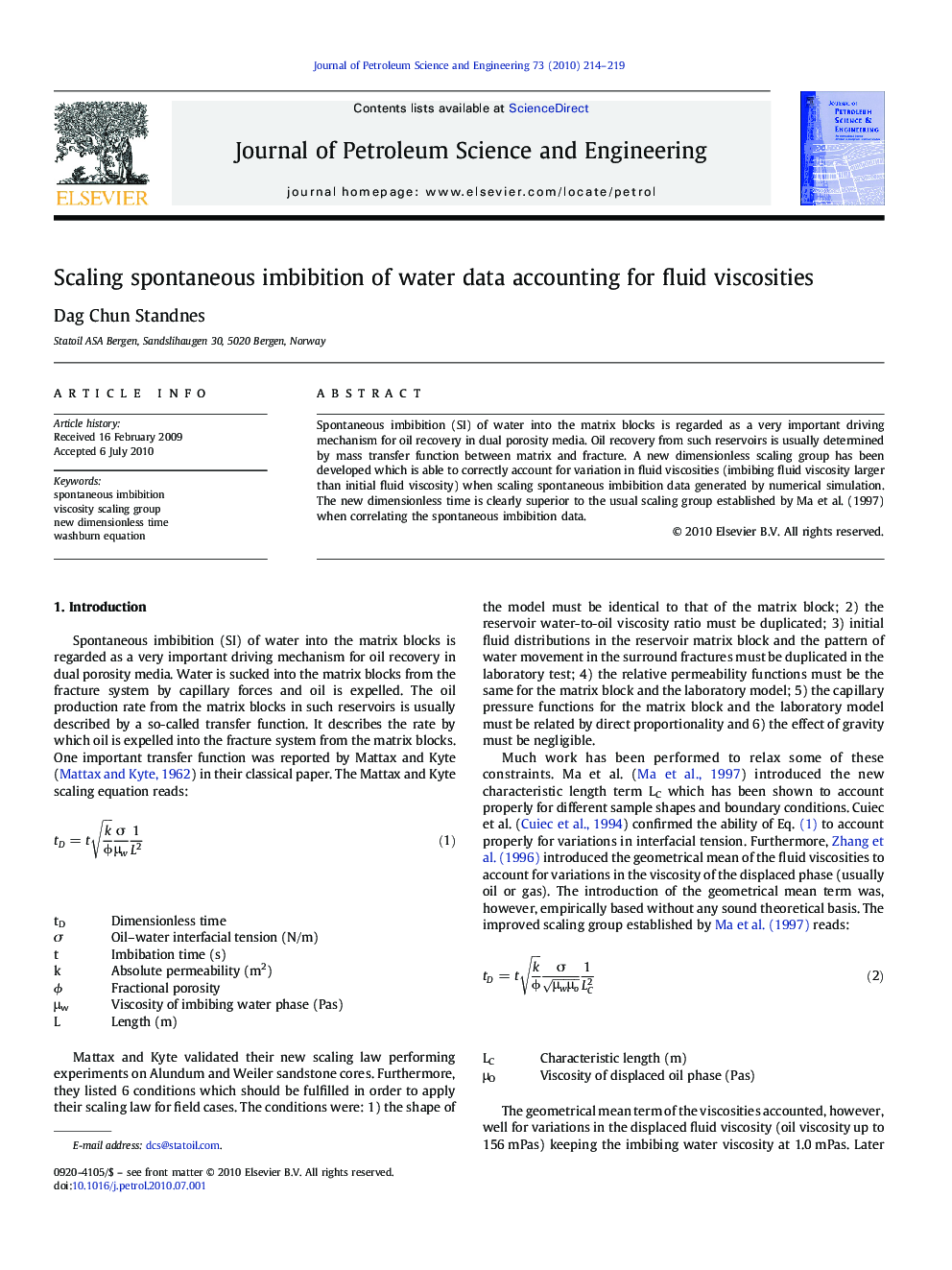 Scaling spontaneous imbibition of water data accounting for fluid viscosities