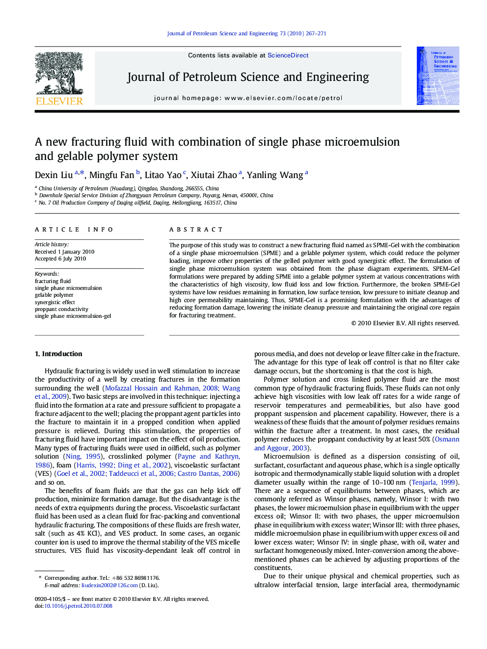 A new fracturing fluid with combination of single phase microemulsion and gelable polymer system