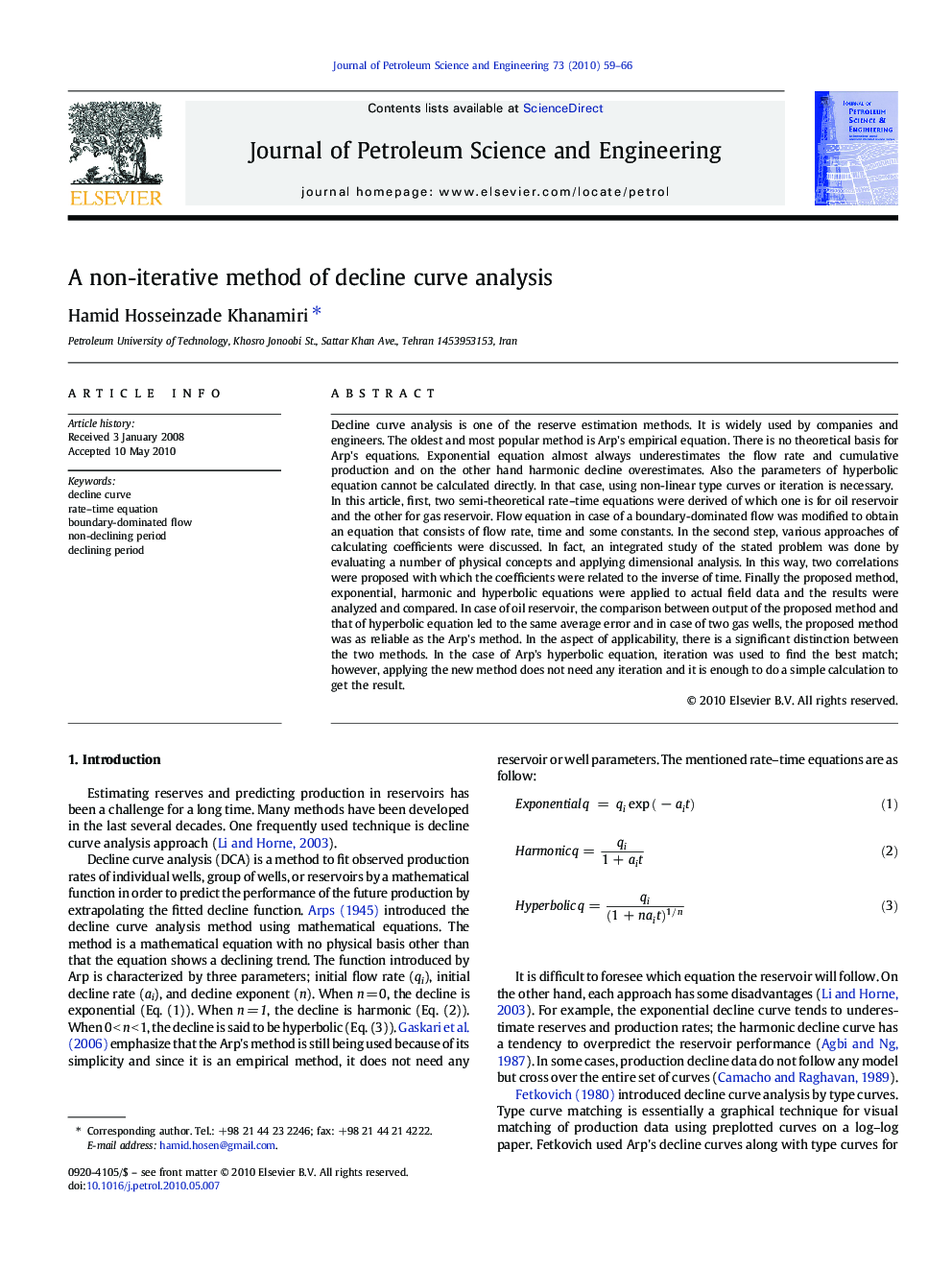 A non-iterative method of decline curve analysis