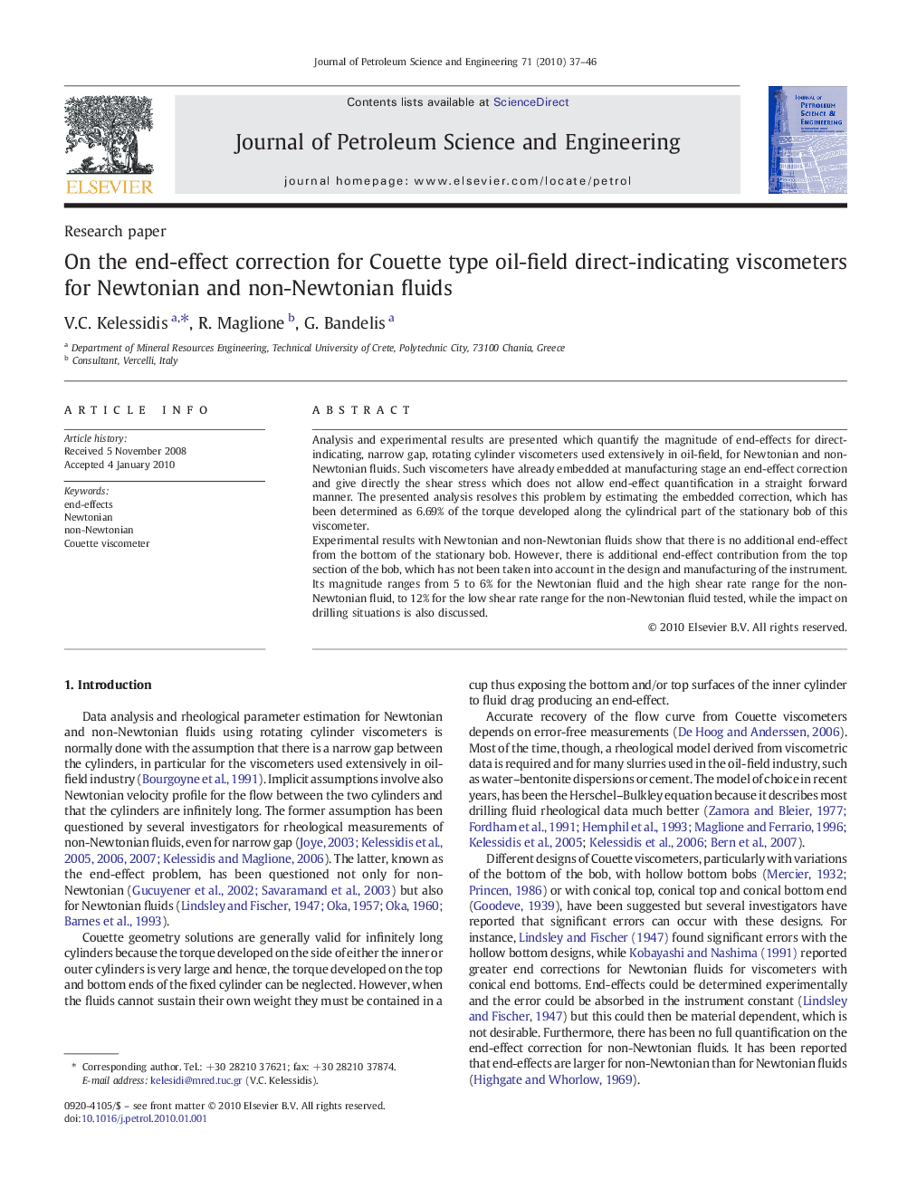 On the end-effect correction for Couette type oil-field direct-indicating viscometers for Newtonian and non-Newtonian fluids