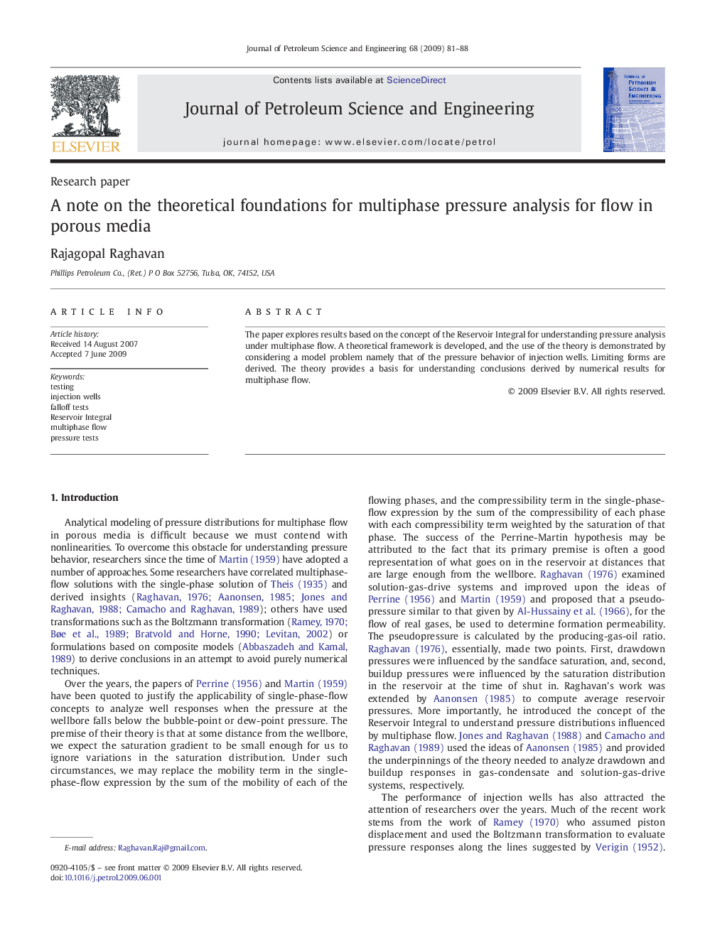 A note on the theoretical foundations for multiphase pressure analysis for flow in porous media