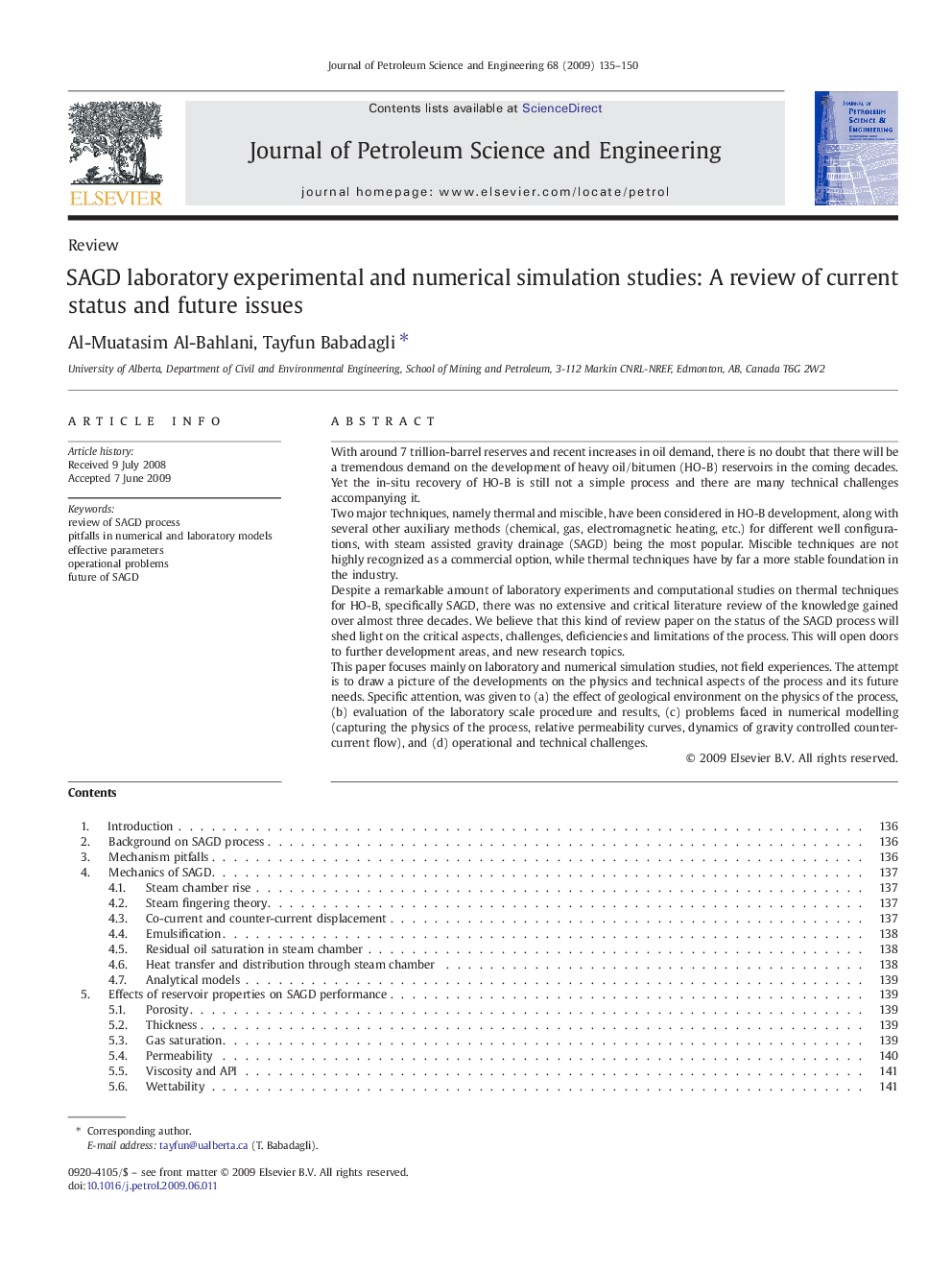 SAGD laboratory experimental and numerical simulation studies: A review of current status and future issues